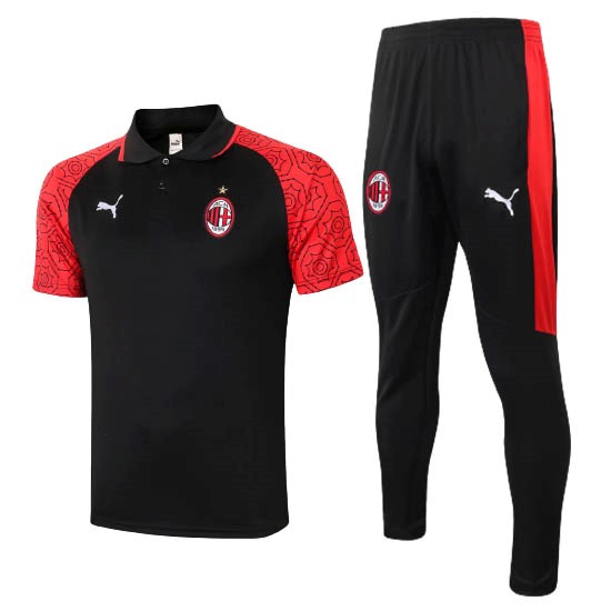 Polo AC Milan Conjunto Completo 2020-2021 Negro Rojo